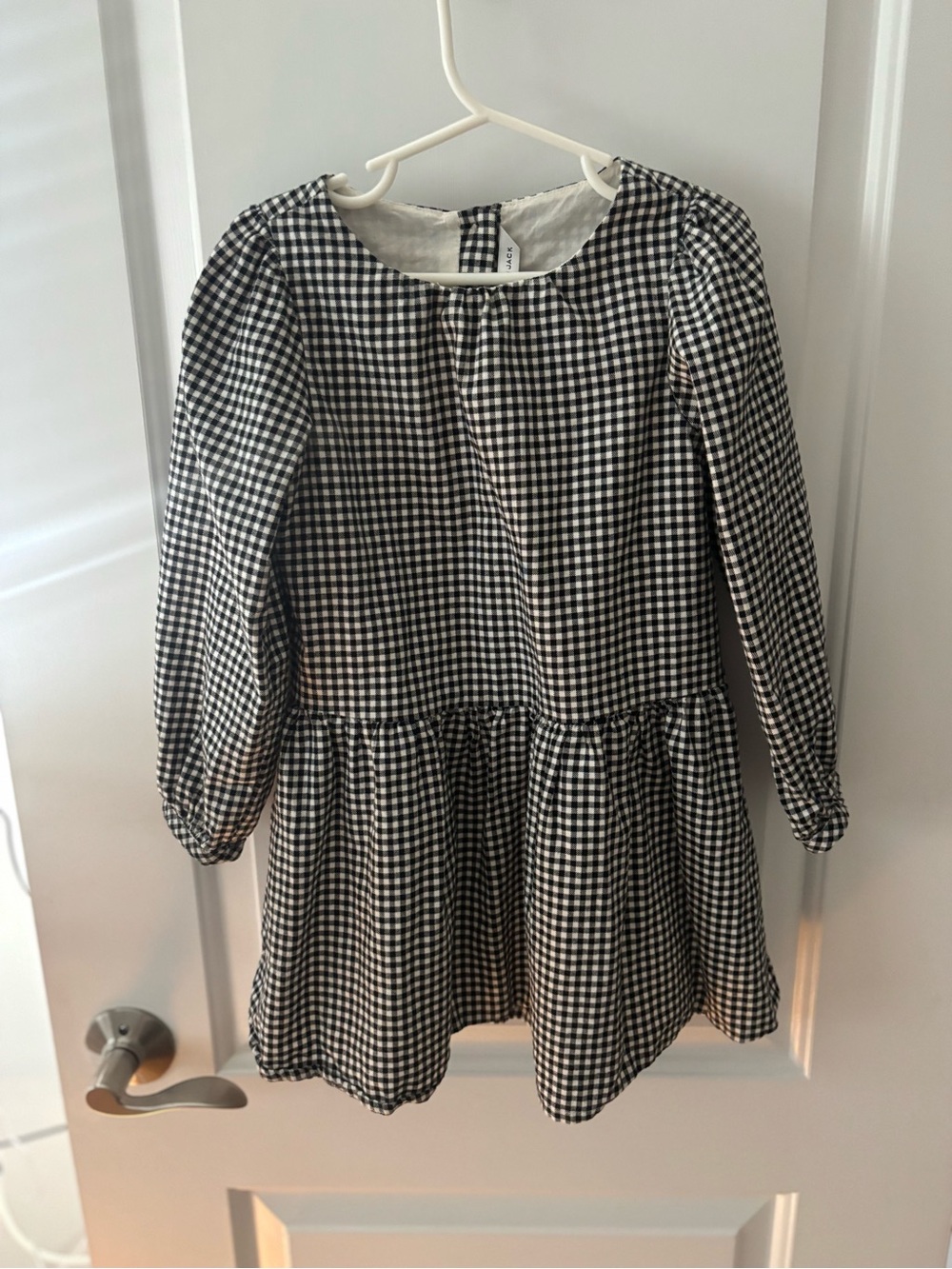 Janie and Jack Girl’s Black and White Gingham Long Sleeve Dress